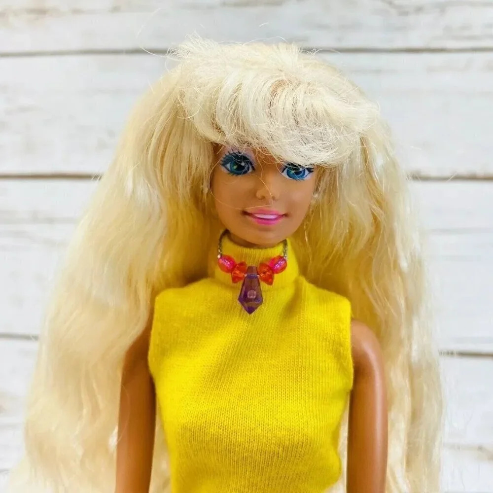 MATTEL BARBIE Doll Long Blonde Hair Blue Eyes Two Piece Outfit 12" Tall Used - Picture 2 of 11